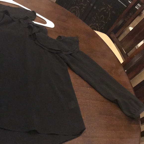 Mustard seed black chiffon ruffle top - Picture 2 of 4